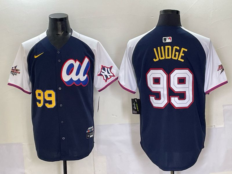 Men 2025 New York Yankees 99 Judge Drak Blue white All star Nike MLB Jersey style 54
